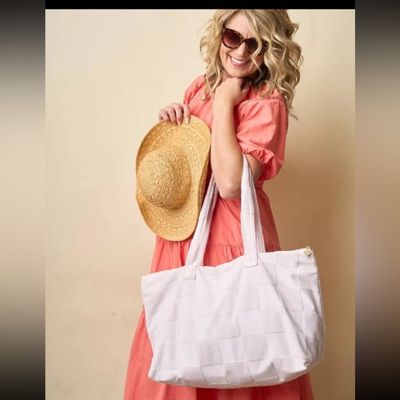 The Darling Effect - Terry Tote-Purple Check - Picture 3 of 7